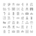 Motel linear icons, signs, symbols vector line illustration set Royalty Free Stock Photo