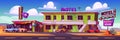 Motel, roadside cafe vector cartoon illustration