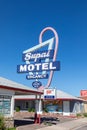 Motel and Route 66 sign Supai on Historic Route 66. Built in 1904. The neon light lost color but is still in use Royalty Free Stock Photo