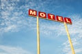 Motel Sign against a blue sky along the Route 66, USA