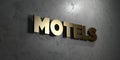 Motels - Gold sign mounted on glossy marble wall - 3D rendered royalty free stock illustration Royalty Free Stock Photo