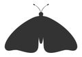 Moth black silhouette. Shape of moth or butterfly wings, front view Royalty Free Stock Photo