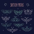 Moth Collection Vector Linear Icons Set Royalty Free Stock Photo