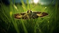 Moth On The Grass: Lens Flare And Enigmatic Characters In Frontal Perspective