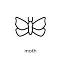 Moth icon. Trendy modern flat linear vector Moth icon on white b Royalty Free Stock Photo