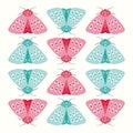 Moth illustration, cute vector illustration of flying insects.