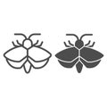 Moth line and solid icon, Insects concept, mole sign on white background, Moth silhouette icon in outline style for