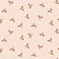 Moth pattern on light pink seamless background.