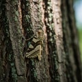 Moth exhibits a brown and beige pattern, blending effectively Royalty Free Stock Photo