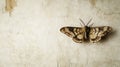 Moth resting on textured beige surface Royalty Free Stock Photo