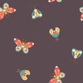 Moth seamless pattern. A butterfly decorated with a collection of flowers. Hand drawn doodle illustration in simple Royalty Free Stock Photo