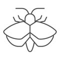 Moth thin line icon, Insects concept, mole sign on white background, Moth silhouette icon in outline style for mobile