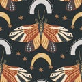 Moth vector seamless pattern. Royalty Free Stock Photo