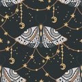 Moth vector seamless pattern. Royalty Free Stock Photo