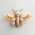 Moth, which is sitting on wall. It has white wings and appears to be in close proximity with another insect or object Royalty Free Stock Photo