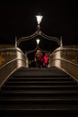 Mothen and daugter on Ha'Penny Bridge - Dublin down town - Ireland Royalty Free Stock Photo