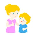 Mother admire son character cartoon