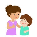 Mother admire son character cartoon Royalty Free Stock Photo