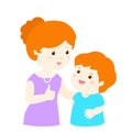 Mother admire son character cartoon