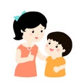 Mother admire son character cartoon