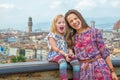 Mother and baby against panoramic view of florence Royalty Free Stock Photo