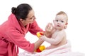 Mother and baby after bathing Royalty Free Stock Photo