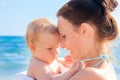 Mother baby beach Royalty Free Stock Photo