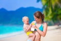 Mother and baby at a beach Royalty Free Stock Photo