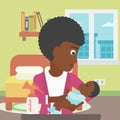 Mother with baby and breast pump.