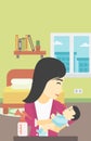 Mother with baby and breast pump.