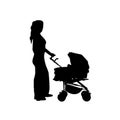 Mother with baby buggy vector Royalty Free Stock Photo