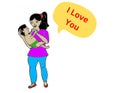 mother with baby cuddling in her hands and saying I love You - 1