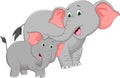 Mother and baby elephant cartoon Royalty Free Stock Photo