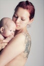 Mother with baby, feeling full of love