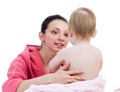 Mother with baby girl after bathing Royalty Free Stock Photo