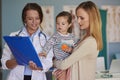 Mother with baby girl at doctor's office Royalty Free Stock Photo