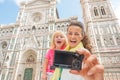 Mother and baby girl making selfie in florence Royalty Free Stock Photo
