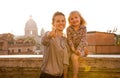 Mother and baby girl on street in Rome Royalty Free Stock Photo