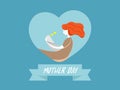 Mother with baby on heart shape