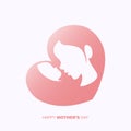 Mother and a baby in heart shaped silhouette gradient Royalty Free Stock Photo