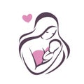 Mother and baby stylized vector symbol