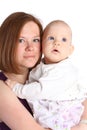 Mother with baby isolated on white. Series