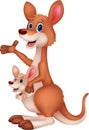 Mother and baby kangaroo cartoon Royalty Free Stock Photo