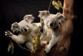 mother baby koala and mother tree Royalty Free Stock Photo