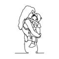 Mother and baby linear drawing design vector