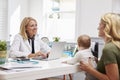 Mother And Baby Meeting With Female Doctor In Office Royalty Free Stock Photo