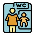 Mother baby restroom icon vector flat