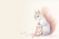 Mother and baby squirrel in soft pastel colors. from generative ai Royalty Free Stock Photo