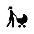 Mother and baby stroller icon, baby pram icon