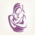 Mother and baby stylized vector symbol Royalty Free Stock Photo